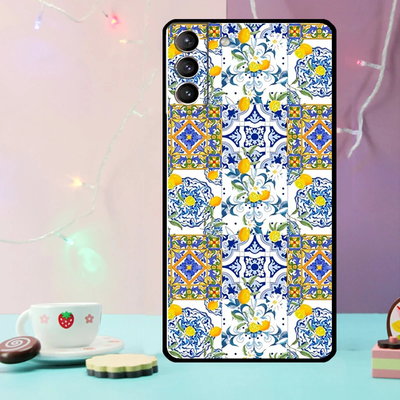 Mediterranean Lemon Case For Samsung Galaxy S21 S20 FE S22 S23 S24 Ultra Note 10 Plus Note 20 S8 S9 S10 Cover