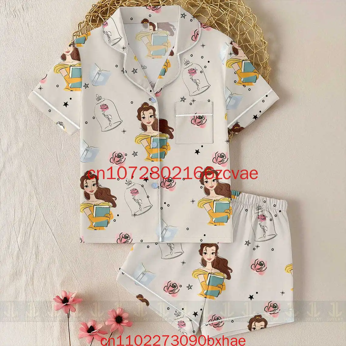 

2026 New Disney Princess Women's Pajamas Set 3D Print Christmas Fashion Casual Daily Short Sleeved Shorts Set