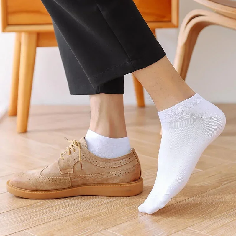 Spring and Summer Men Cotton Socks Low Tube Solid Color Business Casual Sock Black White Breathable Comfortable Ankle Sox