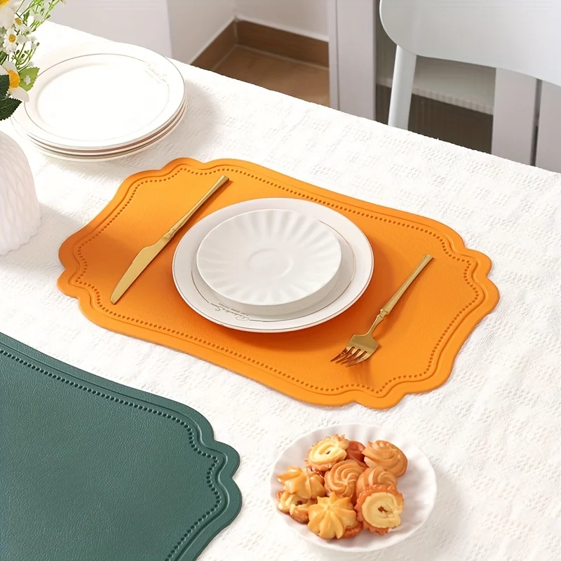 

Набор салфеток из искусственной кожи из 1/6/10 шт., термостойкие нескользящие водонепроницаемые, двухсторонние, кухонные обеденные рождественские коврики из искусственной кожи