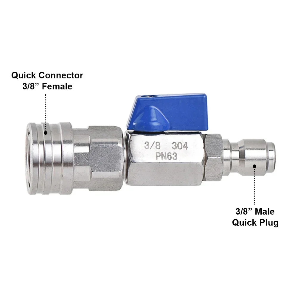 

High Pressure Washer Ball Valve Kit With 3/8 or 1/4 Inch Quick Connect Plug for Power Car Wash Pump Hose Switch 4500 PSI