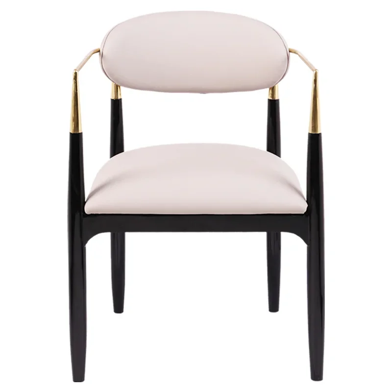 Brass Dining Chair European-Style Simple Copper Art Imitation Leather Soft Bag High Resilience Sponge Restaurant Dining Chair