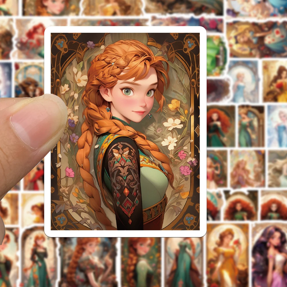 10/30/50PCS Kawaii Disney Princess Stickers Elsa Ariel Jasmine Cartoon Decals Cute Graffiti Scrapbooking Waterproof Sticker Toys