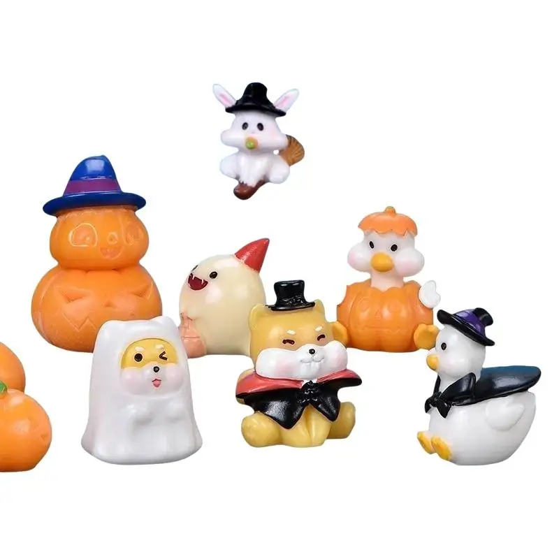 Mini figurines en résine pour Halloween, design de dessin animé adorable, couleurs vives, pour ornement extérieur, décoration artisanale pour fête d'Halloween