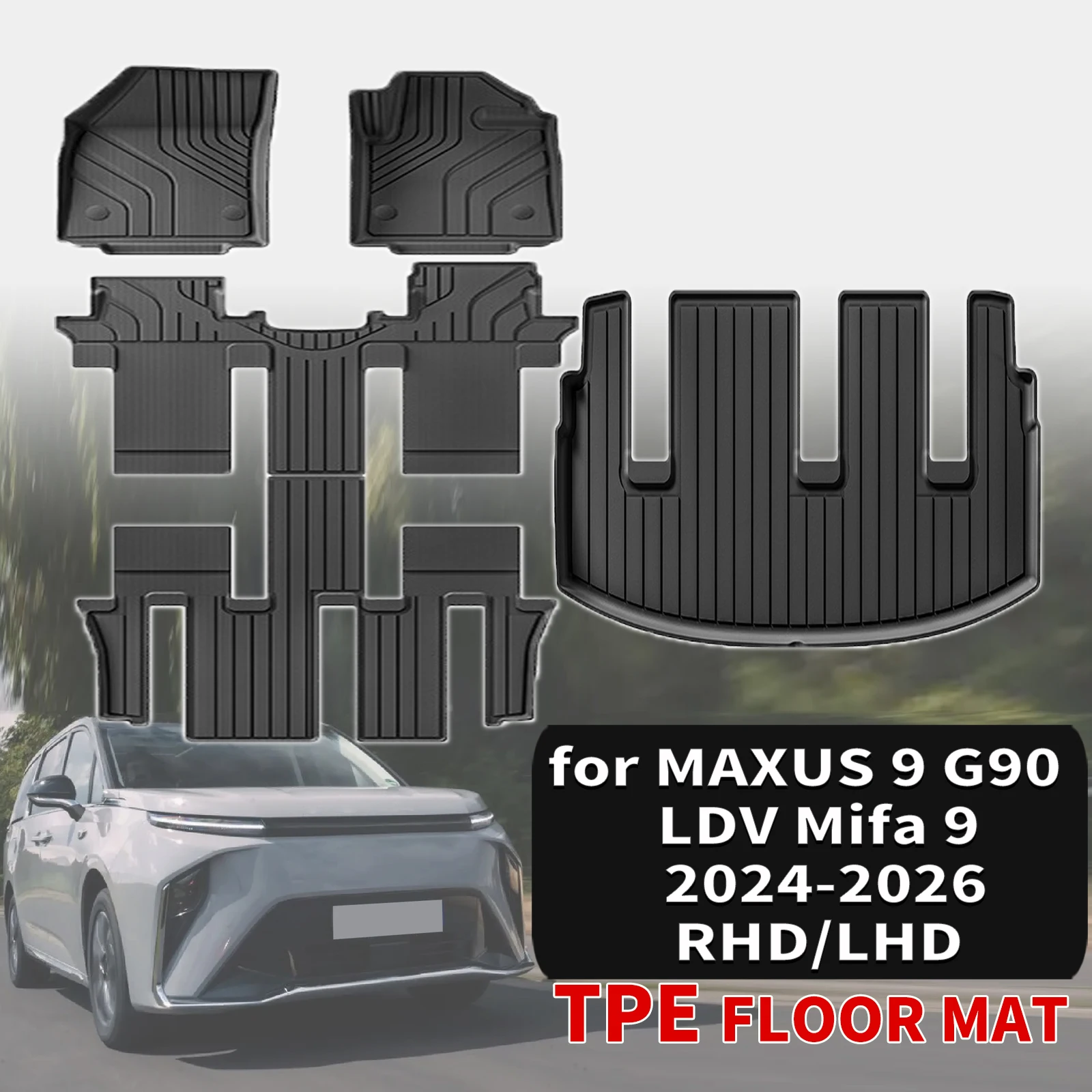

for MAXUS 9 G90 LDV Mifa 9 2024 2025 2026 RHD/LHD Custom TPE All-Weather Floor Mats Accessories