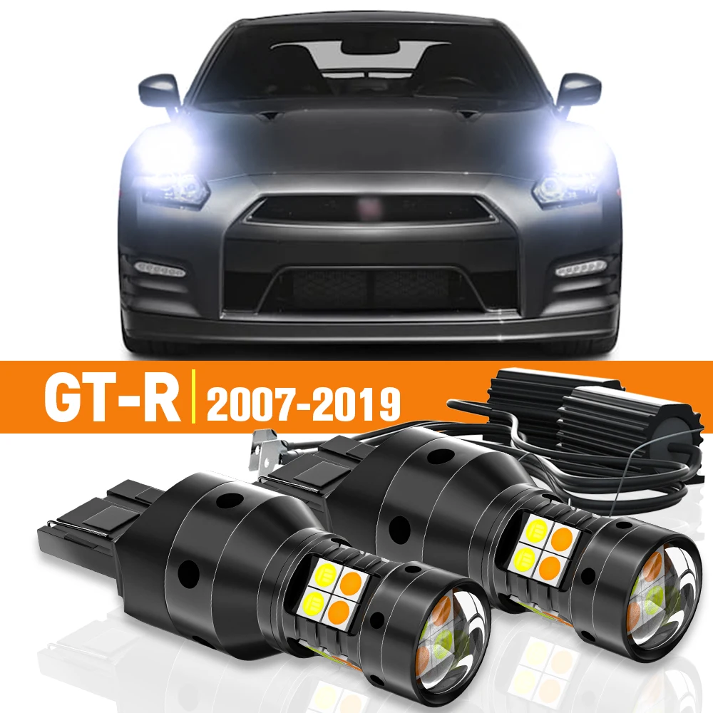 2x LED Dual Mode Turn Signal+Daytime Running Light DRL For Nissan GT-R GTR 2007-2019 2008 2009 2010 2011 2012 Accessories Canbus