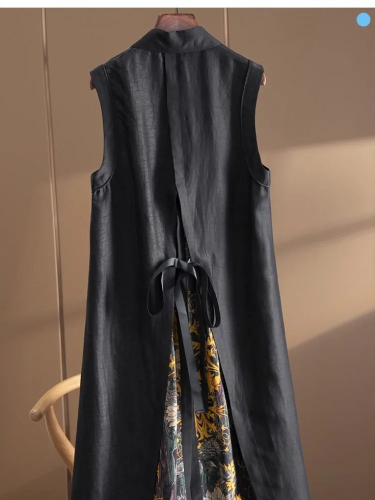 

Silk Ba Design Heavyweight True Silk Cloud Angma Vest Jaet Женское модное пальто средней длины с круглым вырезом Ne