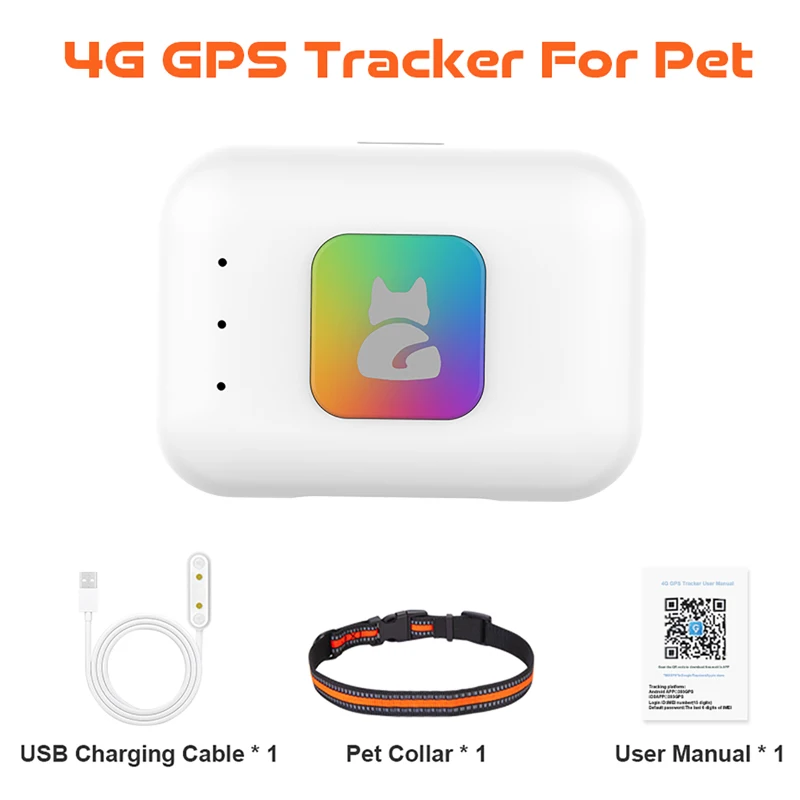 

GPS-трекер для животных с цветной LED-подсветкой, 4G, водонепроницаемый, с шагомером, отслеживанием калорий и данных о здоровье для кошек и собак