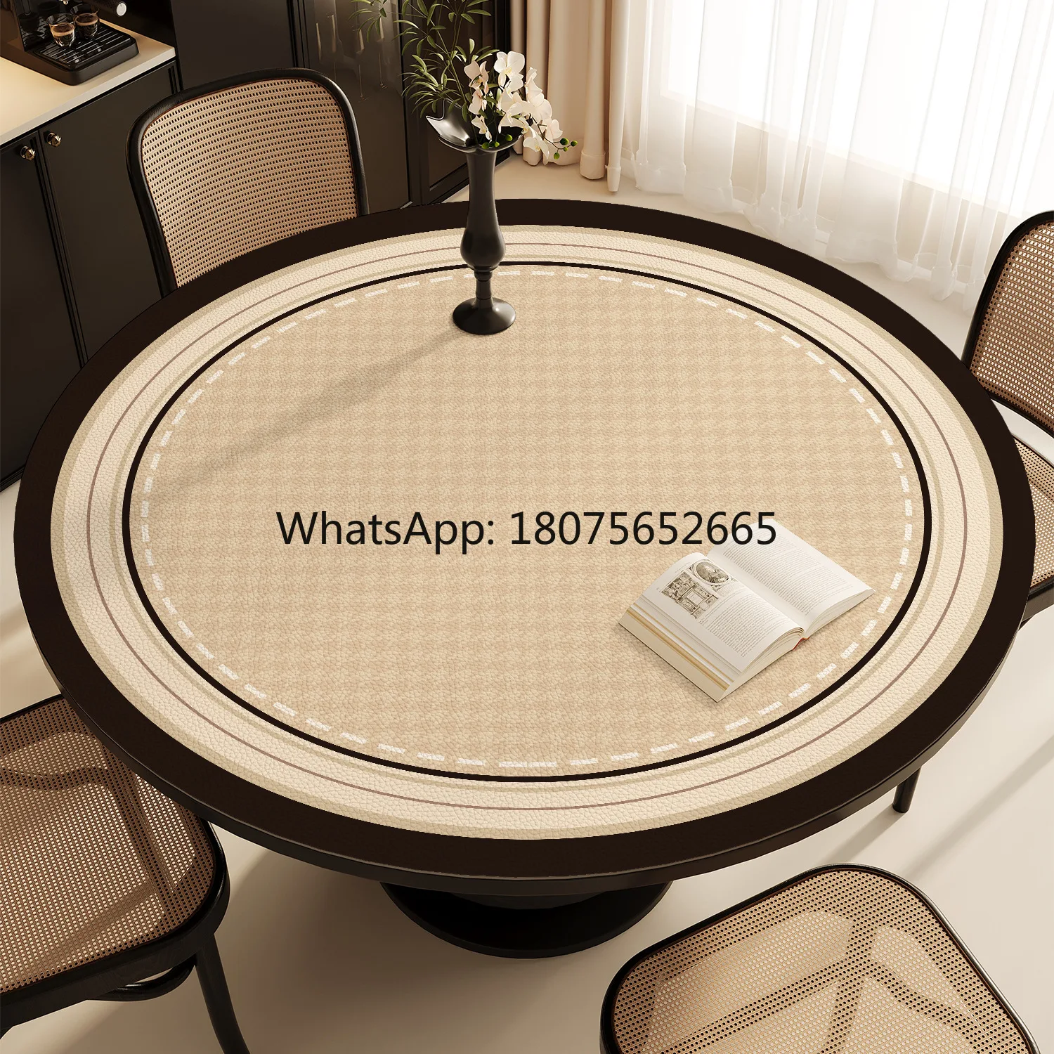 Round table high-end waterproof oil-proof no-wash oven mitts round dining table coffee table mat