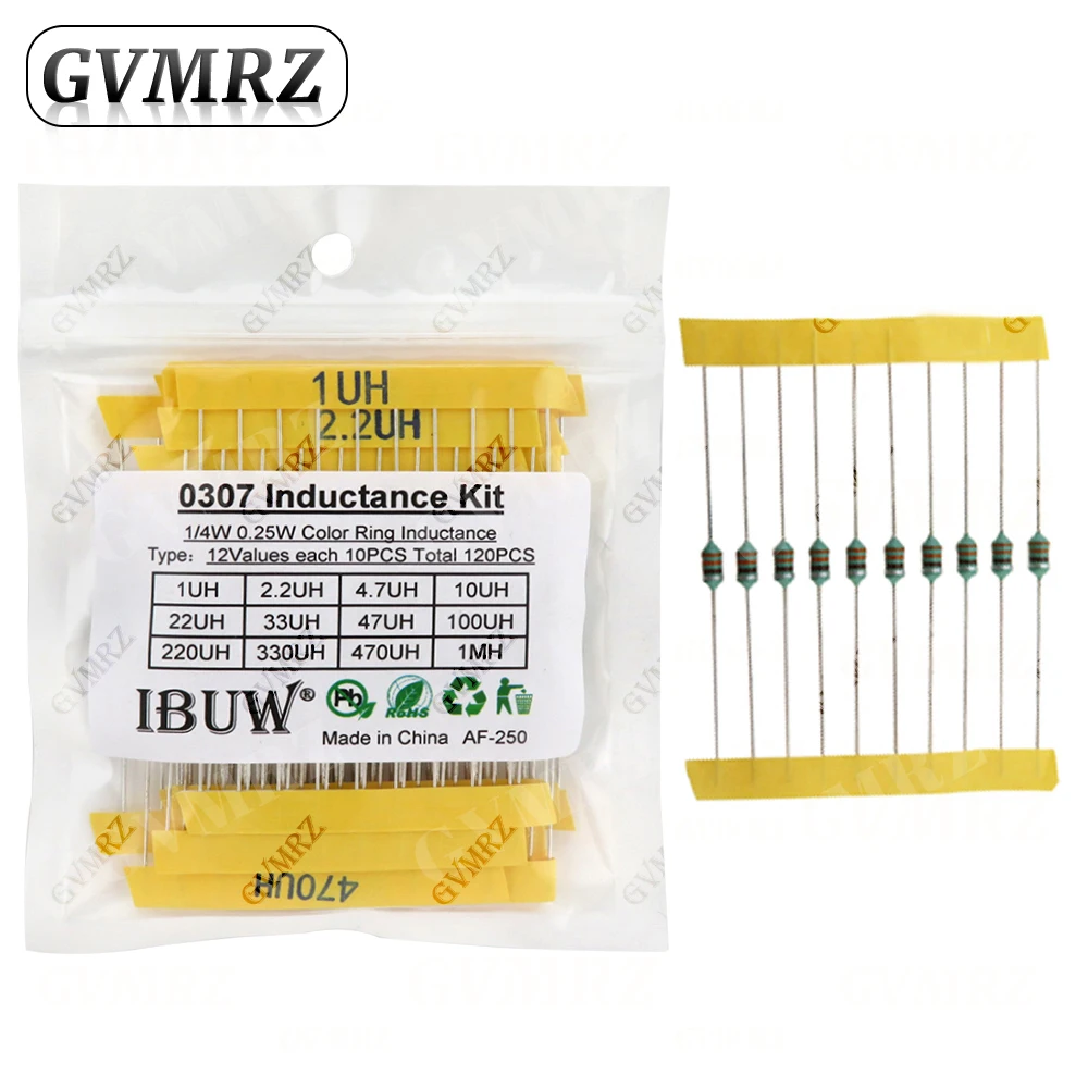 Color Ring Inductor Assortment 0307 1/4W  0410 1/2W 1UH 10UH 100UH Inductors Inductors Assorted Set Kit