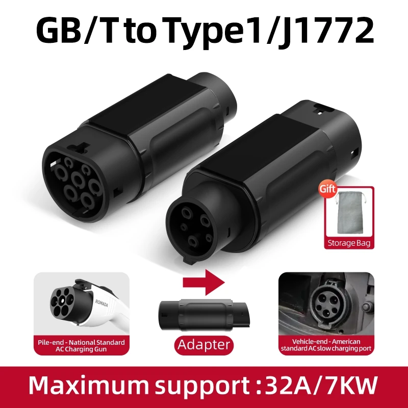 16A 3.5KW 32A 7KW EV Charger Adapter GBT/20234 naar SAE J1772 Type1/Type2/Tesla NACS Elektrische Voertuig Connector voor Opladen