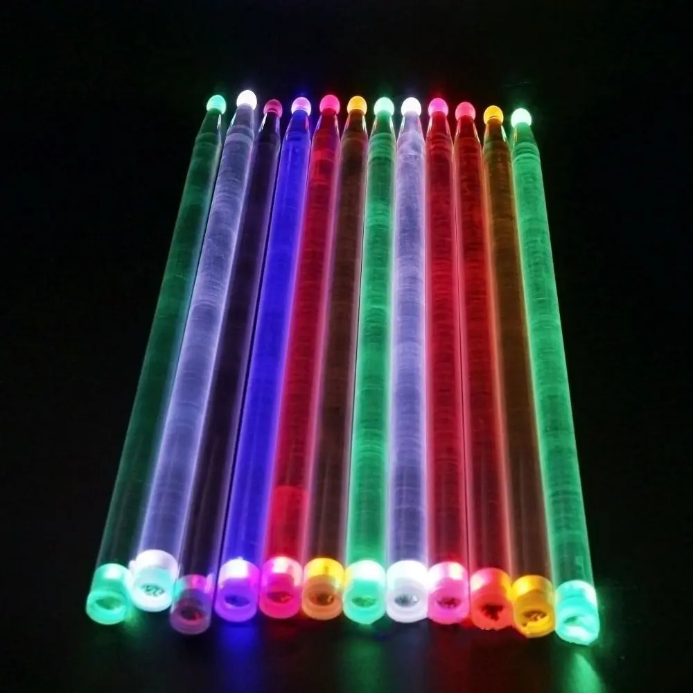 Baquetas fluorescentes de percusión acrílica, baquetas luminosas coloridas 5A, platillos personalizados de luz brillante para tambores, 2 uds.