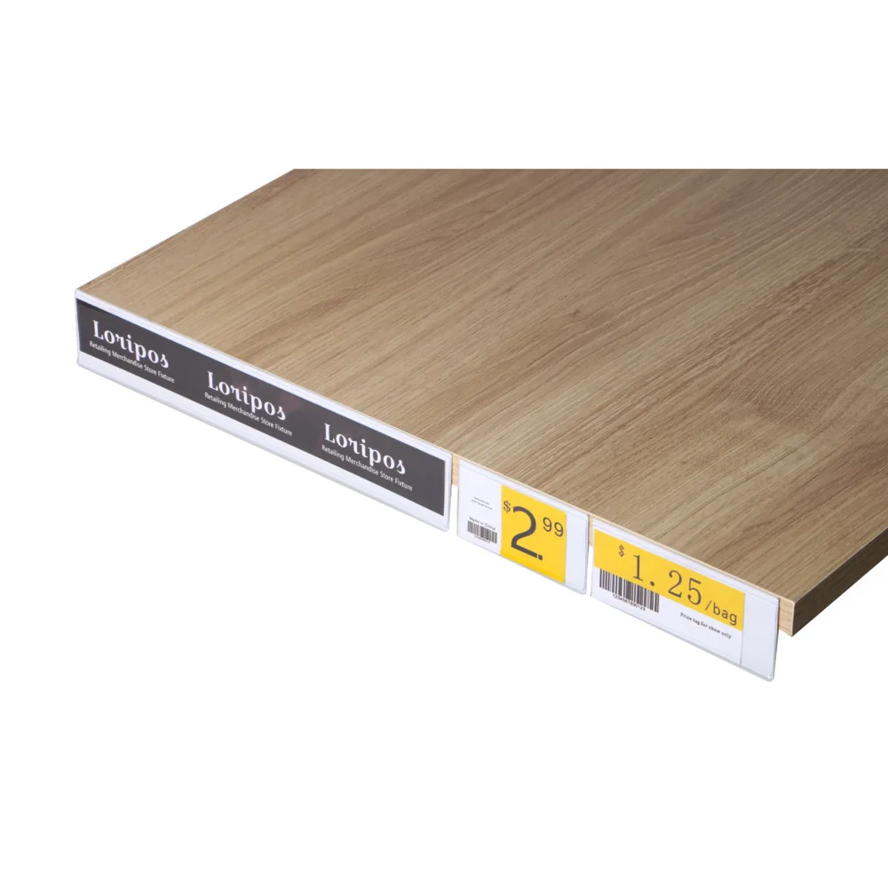 100pcs Plastic PVC Shelf Data Strips Clip Holder Merchandise Price Talker Sign Label Display With Adhesive Tape On Back