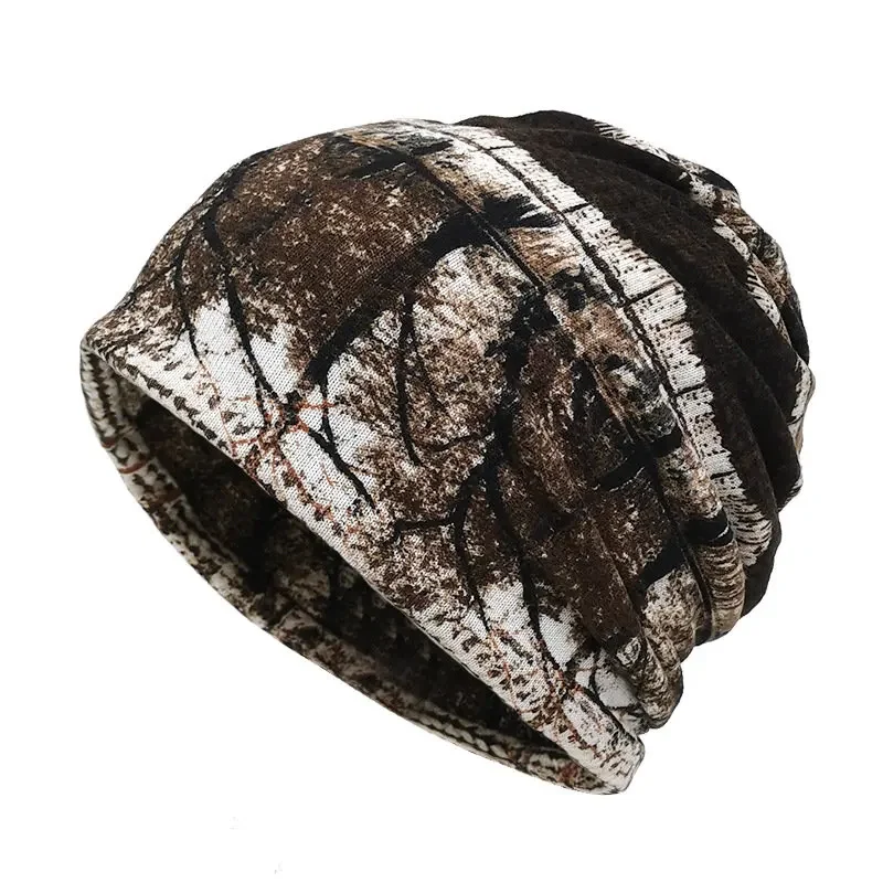 Spring Cotton Graffiti Print Thicken Knitted Hat Warm Skullies Cap Beanie Hat For Men and Women 172