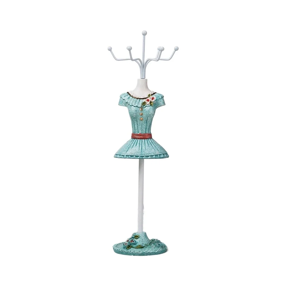 Stylish Turquoise Dress Shaped Jewelry Holder for Earrings Necklaces and Bracelets Home Vanity Decor Organizer