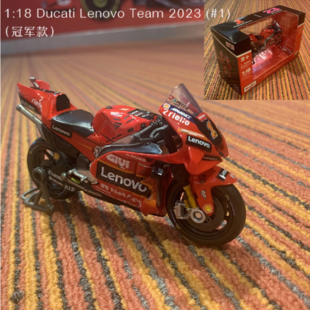 New Maisto 1:18 Moto Ducati Lenovo Team 2023 MotoGP Champion #1 #23 Die Cast Model Edition Alloy Vehicle Motorcycle Car Toy Gift