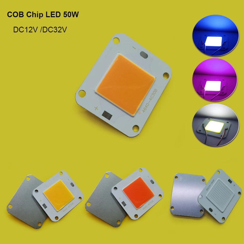 

1/5PCS High Power 50W LED Chip COB Lights DC12V 32V Light Beads White Red Green blue Cold White Full Spectrum For LED Fooldlight