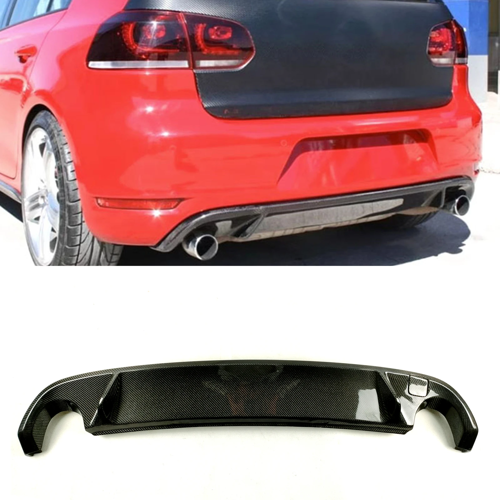 Rear Bumper Diffuser Lip For Volkswagen VW Golf 6 VI MK6 GTI Models 2009-2013 Real Carbon Fiber Boot Spoiler Splitter Protector