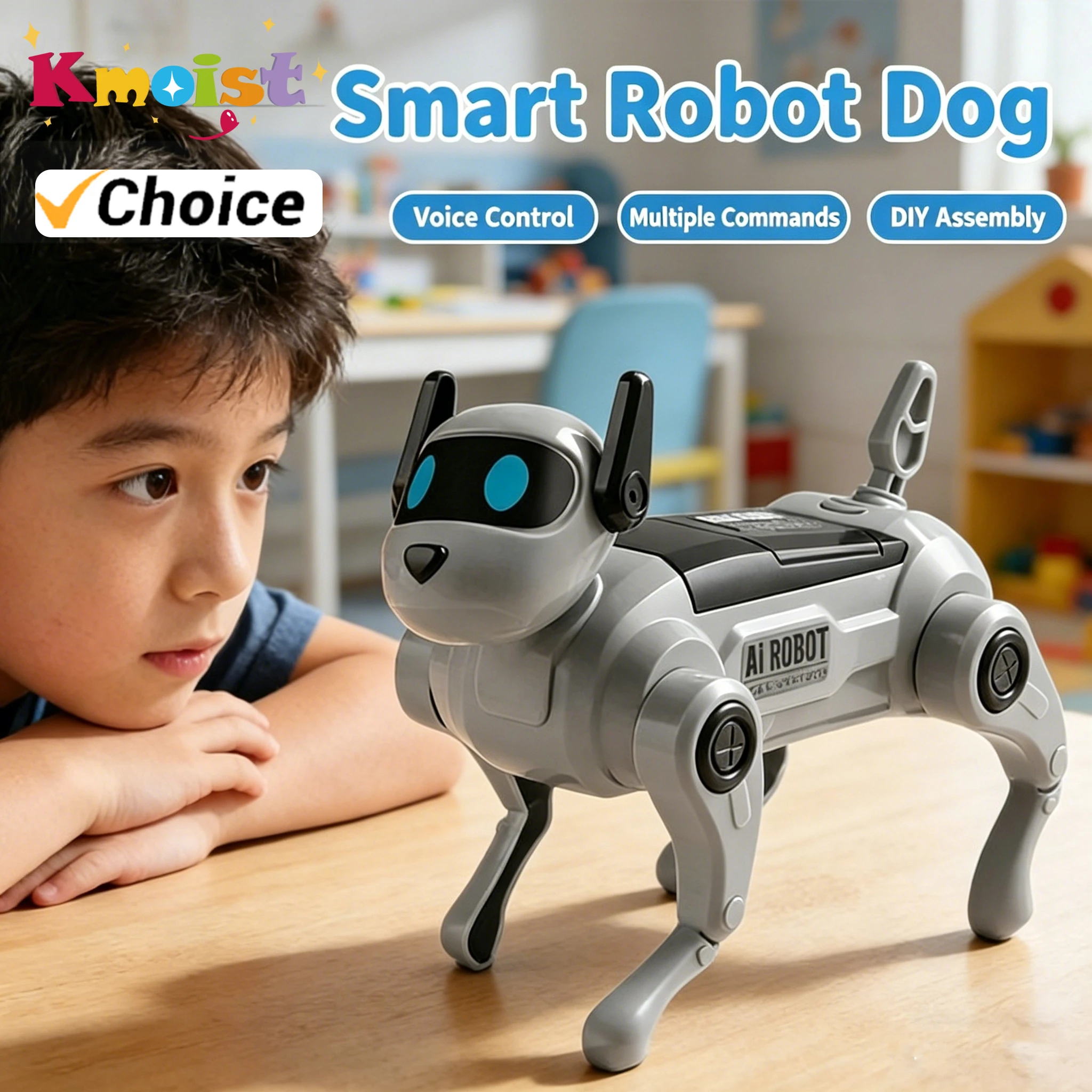 Elektronische Haustiere, Hunde-Roboter zum Zusammenbauen, Intelligentes Lernspielzeug für Kinder, Sprachgesteuertes Simuliertes Haustier-Welpenspielzeug, Geburtstagsgeschenke