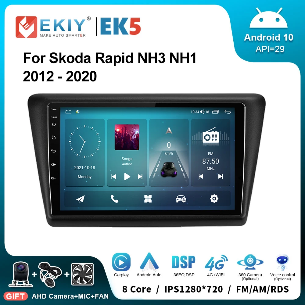 

EKIY EK5 Автомобильный радиоприемник 2 Din Android Auto для Skoda Rapid NH3 NH1 2012-2020 Стерео Мультимедийный видеоплеер Навигация GPS Carplay Авторадио Магнитофон 4G WIFI Головное устройство