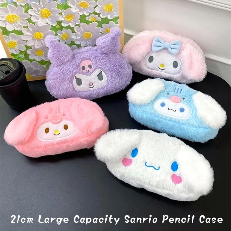 Sanrio Cinnamoroll Plush Pencil Case Melody Kuromi Kirby Stuffed Plush Pencil Case Students Makeup Bags Kawaii Girls Gifts 2023