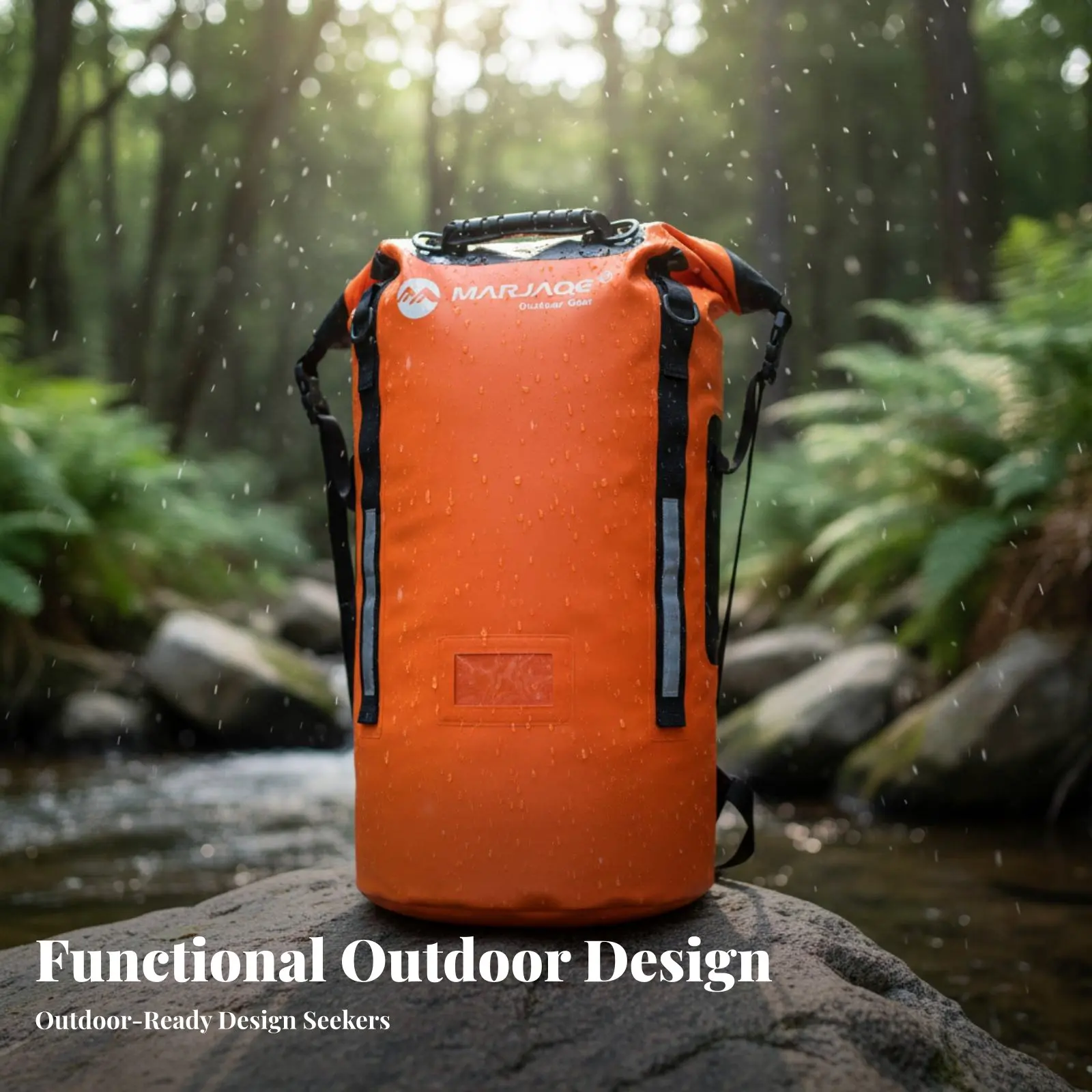 

40L Roll Top Backpack Adjustable Straps Stream Tracing Rucksack Roll Top Dry Backpack Sealed Seams Outdoor Gear Reflective