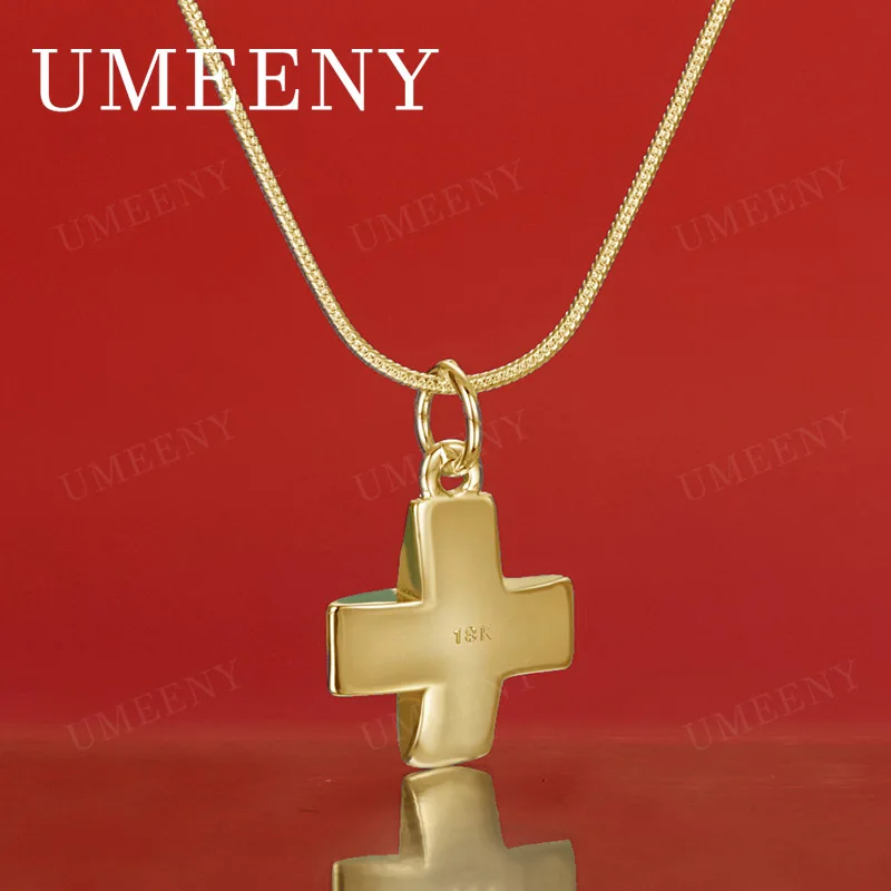 

925 Sterling Silver 18K Gold 16-30 Inch Delicate Cross Pendant Necklace for Women, a Fashionable Wedding Gift Jewelry