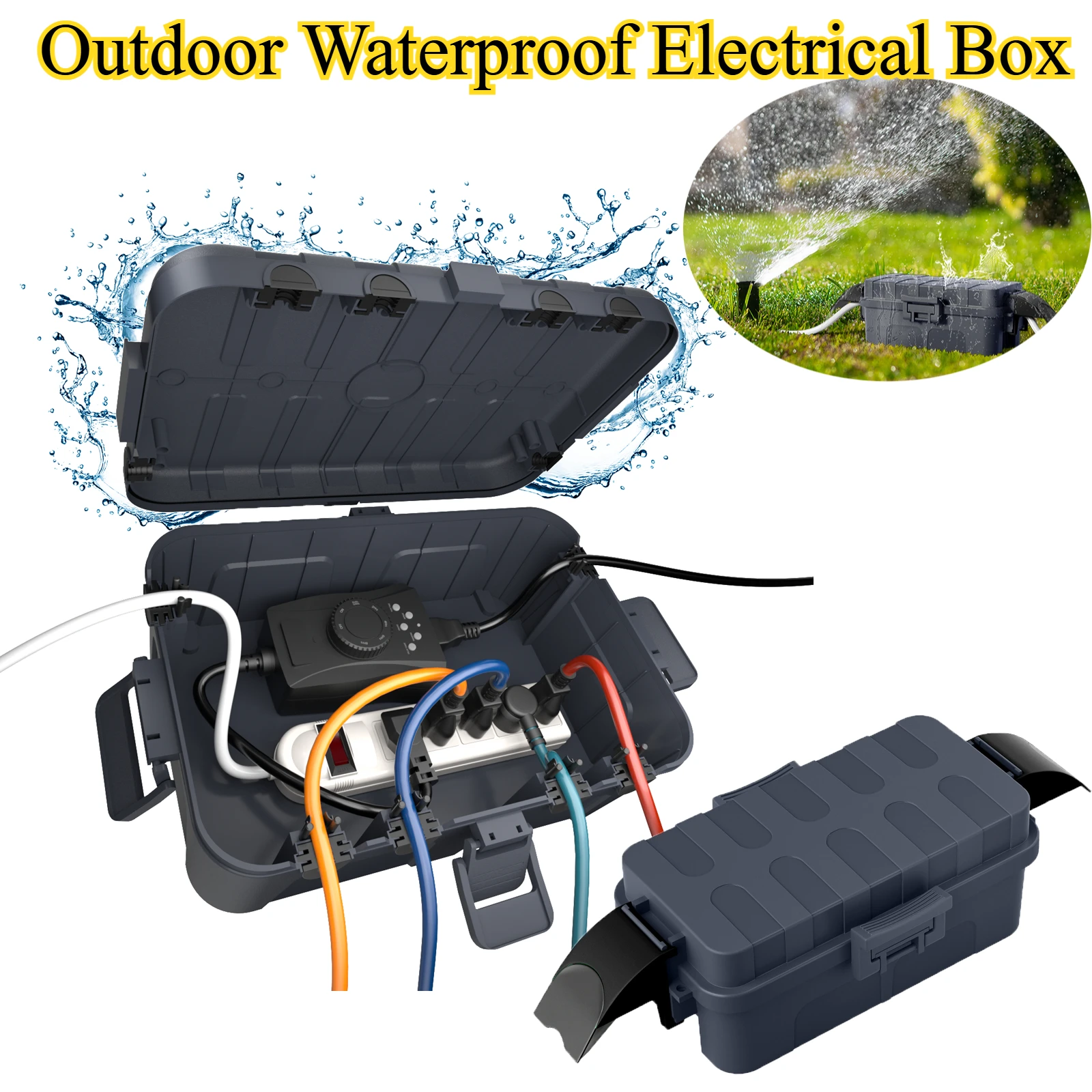 

IP54 Large Outdoor Electrical Box 32x22x13cm&Small 20.5×12.5×8cm Cord Cover for Cables Power Strips Plugs Pool Pumps Garden Tool