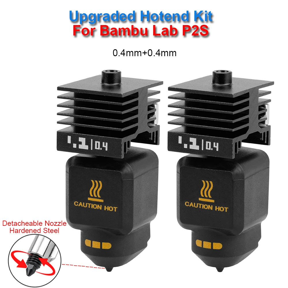 Verbessertes Hotend-Kit für Bambu Lab P2S 0,2/0,4/0,6/0,8 mm abnehmbare Düse Hot End für Bambulab P2S 3D-Drucker Ersatzteil