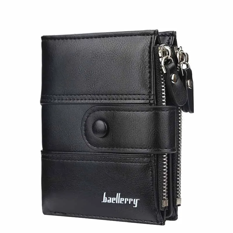 

Vintage Wallet for Men Leather Short Zipper Hasp Man Wallets Durable Coin Pouch Male Slim Photo ID Card Holders Purse Money Clip