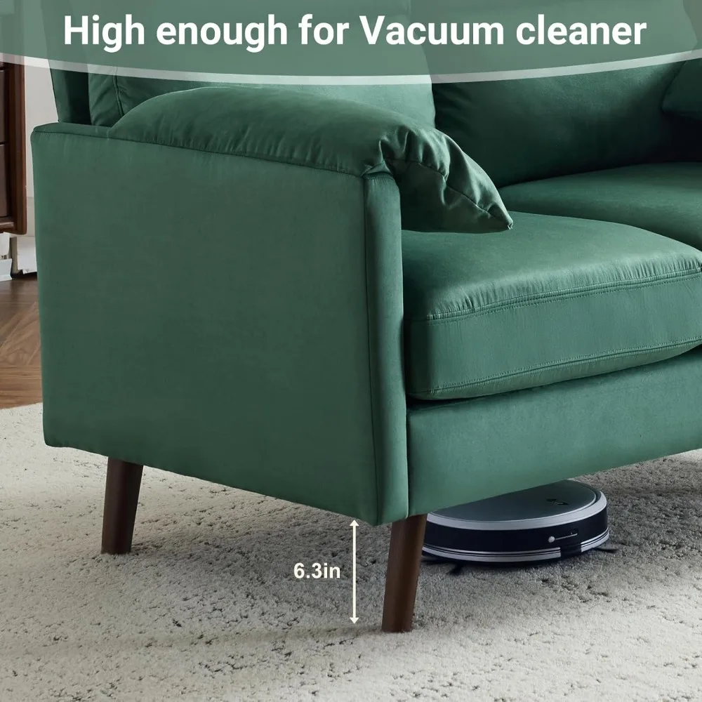 أريكة منجدة من جلد الغزال المدمج، أريكة صغيرة مقاس 48.8 بوصة لغرفة المعيشة، مقعد مريح للجلوس للمساحات الصغيرة