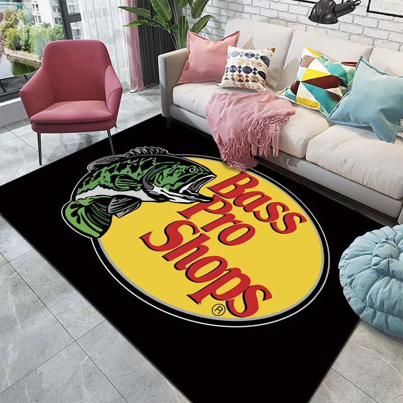 B-Bass Pro Shops Pattern Carpet for Living Room, Bedroom, Kitchen, Bathroom, Foot Mat, Children's Room, Hotel, Hotel Carpet Rug