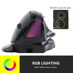 Ergonomic Vertical Wireless Mouse Adjustable Angle Colored Lights Rechargeable Computer Gaming RGB Mice For Desktop Laptop PC