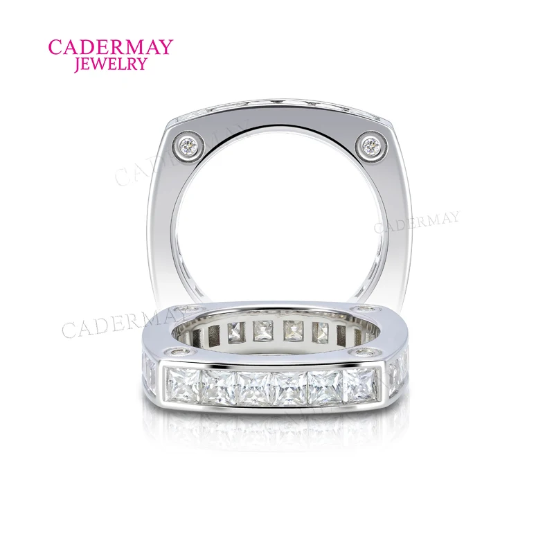 Cadermay Pass Diamond Tester 925 Silver Bezel Setting 3mm Princess Band VVS Moissanite Engagement Weeding Eternity Band for Gift