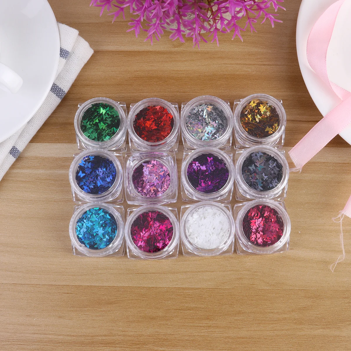 

1 комплект, 12 цветов, блестки для ногтей, маникюрный декор, красивый блестящий дизайн, материал для домашних животных, прочный, легкий, большие количества, для домашнего использования