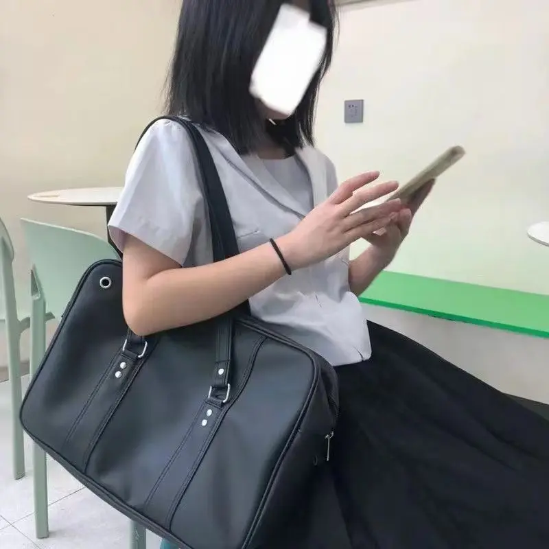 Japanese JK Uniform Large Capacity Brief PU Bag Student Commuter School Bag Shoulder Straddle Bag Handbag
