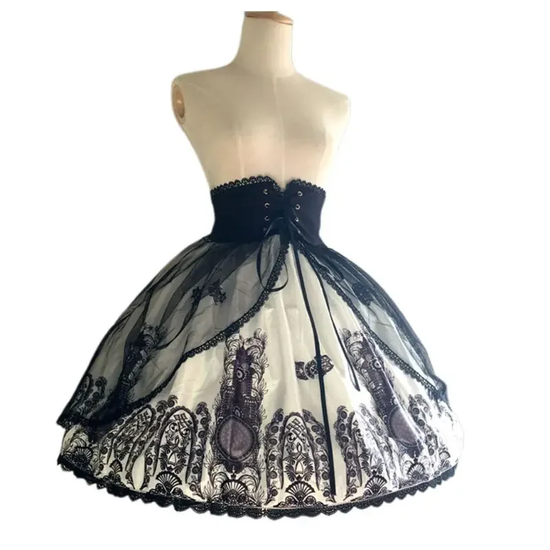 Kobiety Dziewczyny Lolita Hollow Lotus Leaf Lace Bird Cage Fish Bone Skirt Cosplay Dress Petticoat Bride Wedding Dress Lining