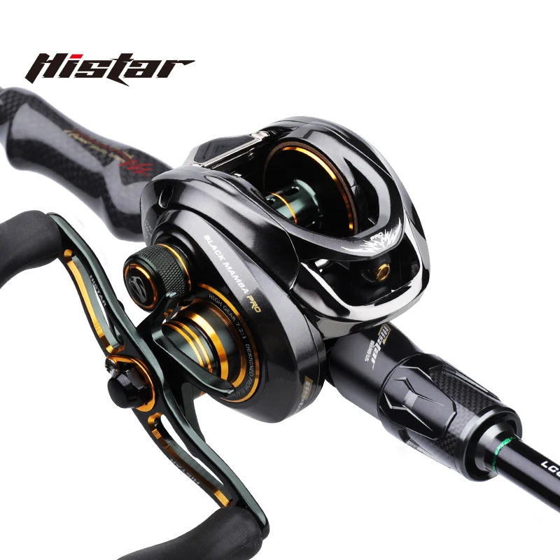 Histar 1.95m V587 Fuji A Guide Long Casting Fishing Rod and Japanese NMB Ball Bearing Black Mamba Baitcasting Reel Combo