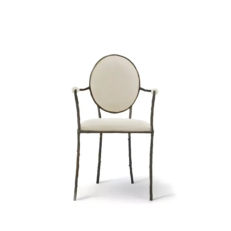 Back armrest living room leisure chair, villa dining room pure copper dining chair