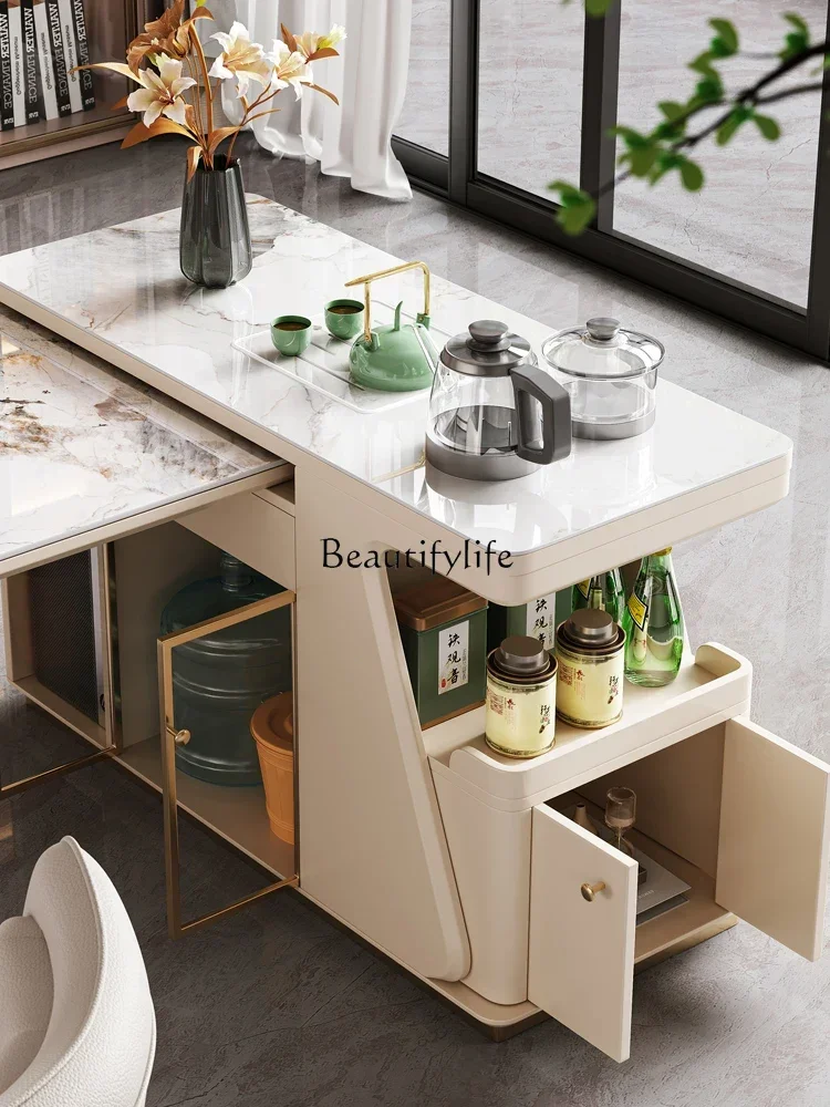 Slate solid wood desk home study 7L corner worktable tea integrated