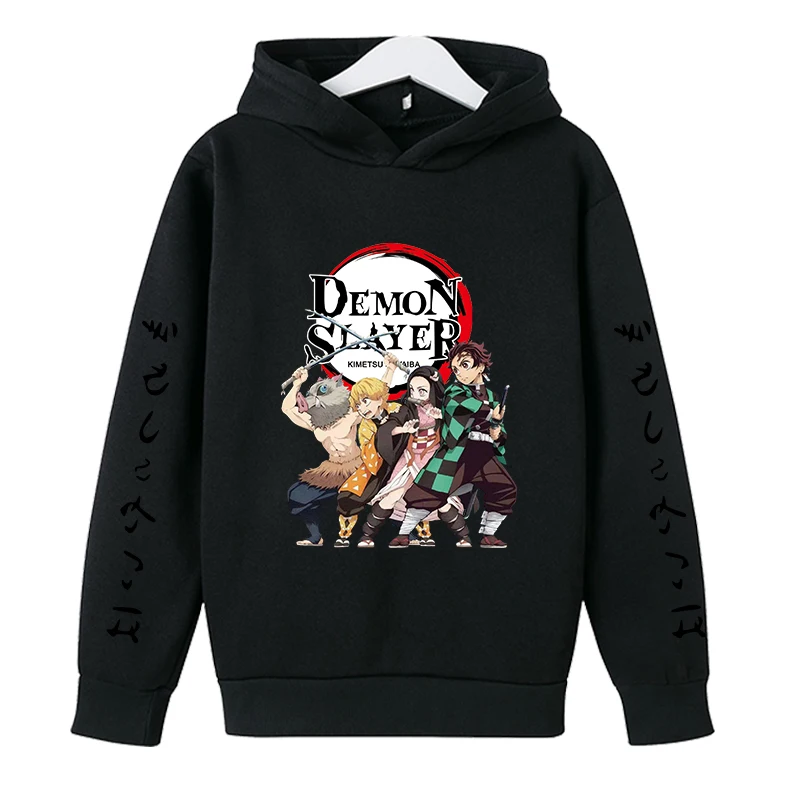 Children's Age 3-12 Boys' Girls' Hoodie Coat Toddler Top Long Sleeve Devil Hunter Anime Printing Black Sweatshir Spring Autumn