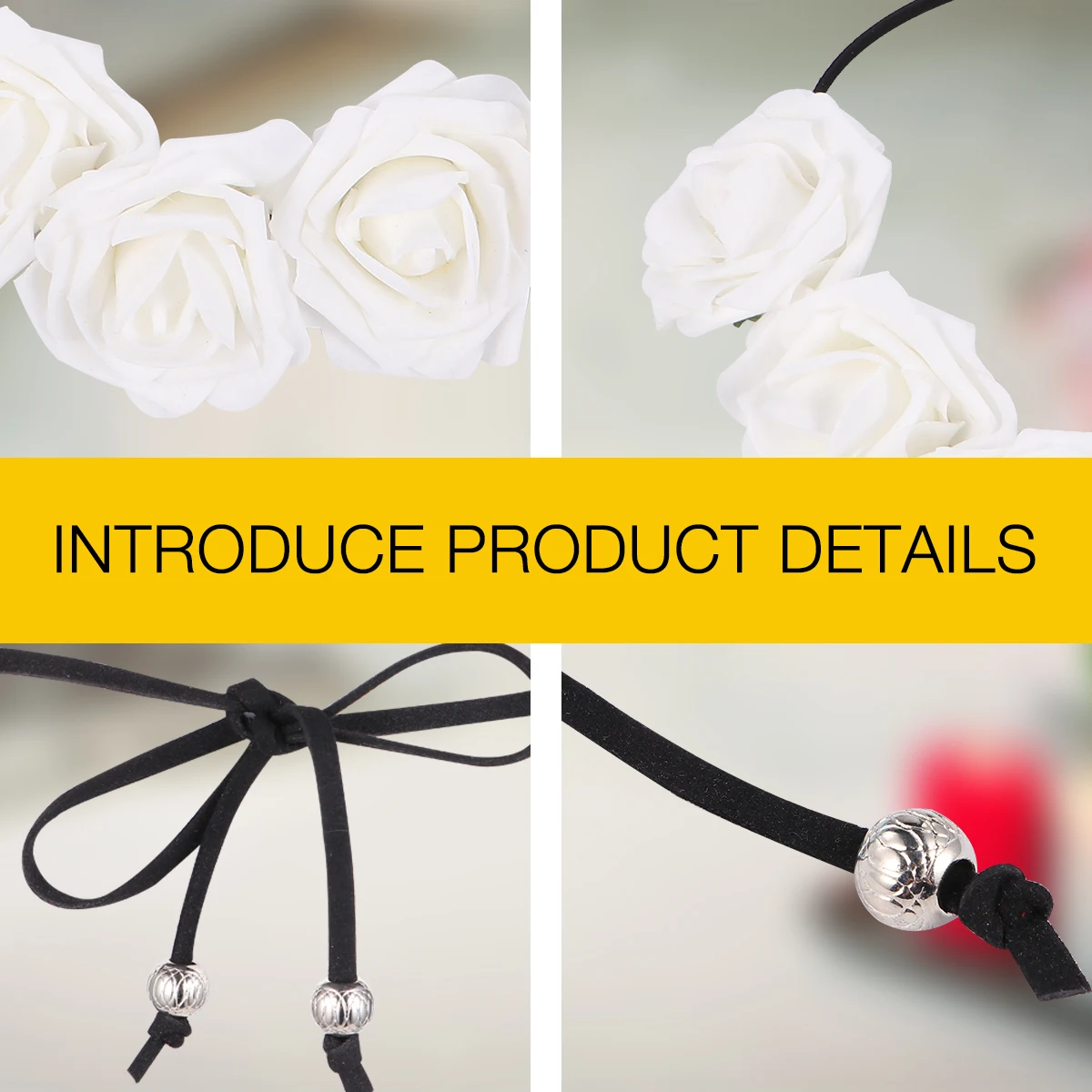 

Beaded Women Rose Headband Hair Accessories Elegant Decorative Stylish Festivals Wedding Party Photography Fashion