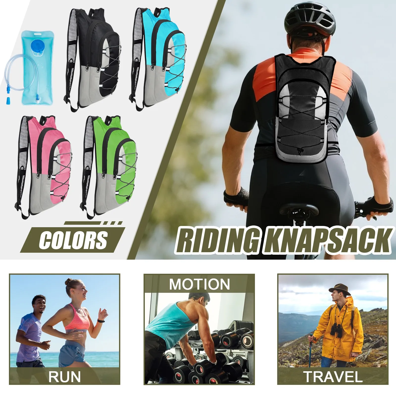 أزياء Colorblock في الهواء الطلق خفيفة الوزن المحمولة دراجة أكياس تسلق المشي لمسافات طويلة الحقيبة MTB الطريق الدراجة المائية على ظهره #1