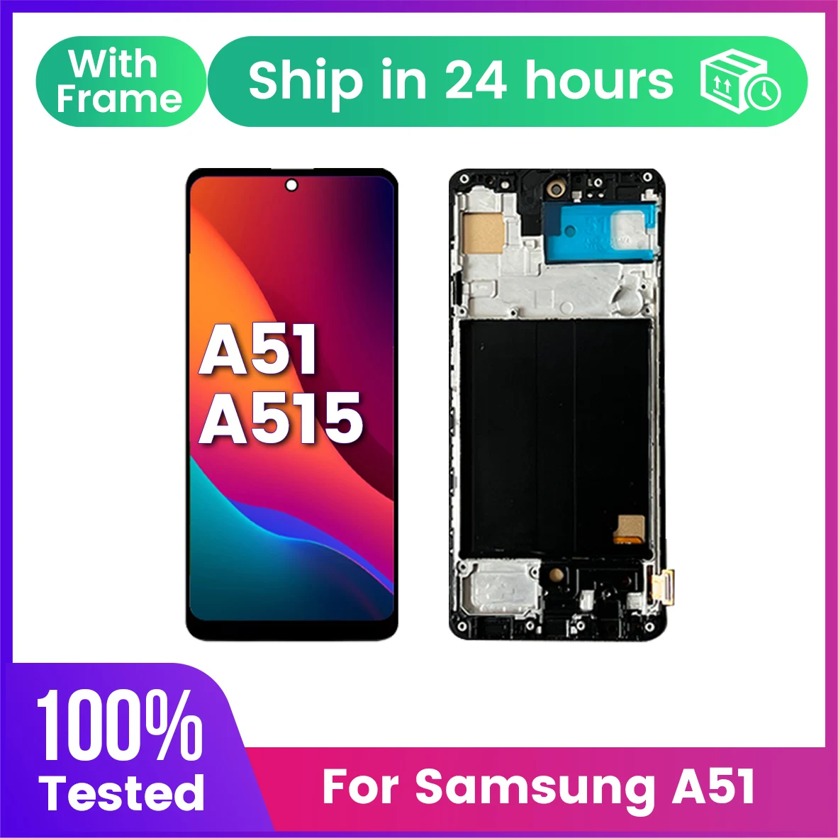 GEFENSIFor SAMSUNG A51 Pantalla LCD A515 A515F A515F/ A515FD LCD Pantalla táctil Digiziter montaje Pantalla con marco LCD