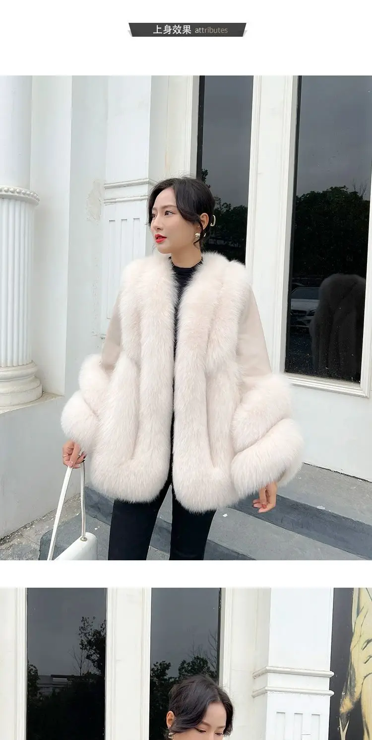 Whole Skin Fox Fur Grass Women's Mid length 2023 New Fur Integrated Sheep Skin White Duck Down Down Coat Winter