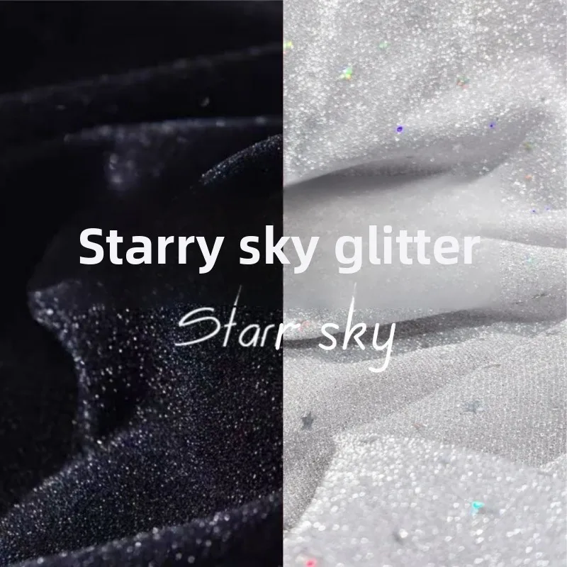 Sequin Gold Silver Yarn Starry Stretch Tulle Fabric Drapable for Live Stream Room Decor Photo Shooting Backdrop Cloth By Meter