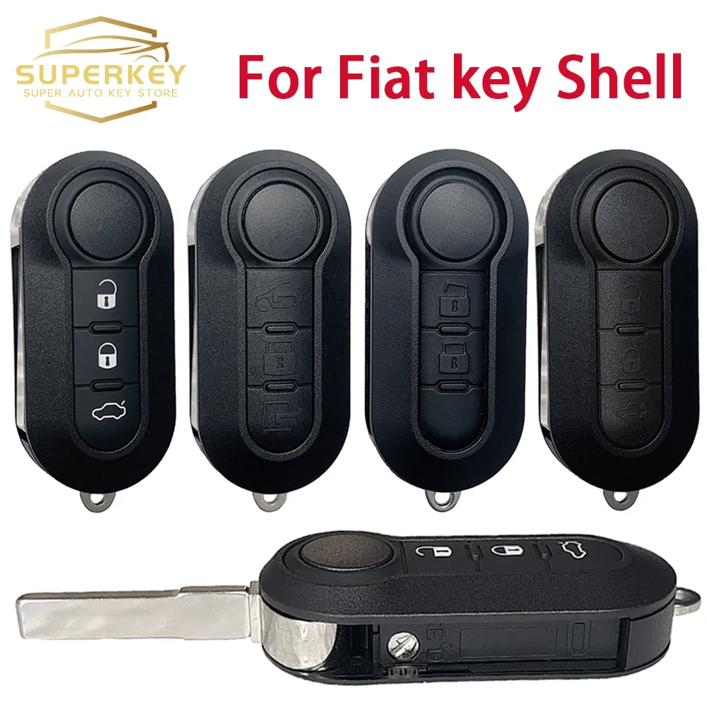 SUPERKEY 2/3 Button Flip Folding Car Key Shell Case Cover SIP22 Blade For Fiat 500 Doblo Bravo Ducato Qubo Grande Punto