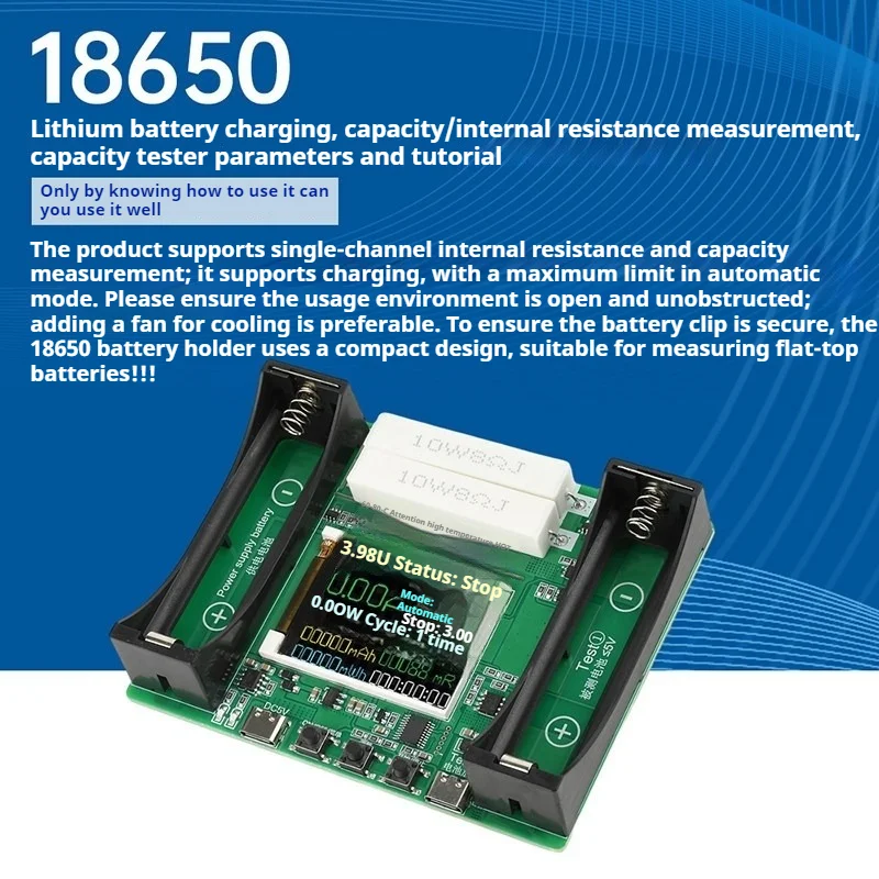 Four-channel 18650 lithium battery capacity tester Internal resistance tester Automatic charging and discharging module Type-C