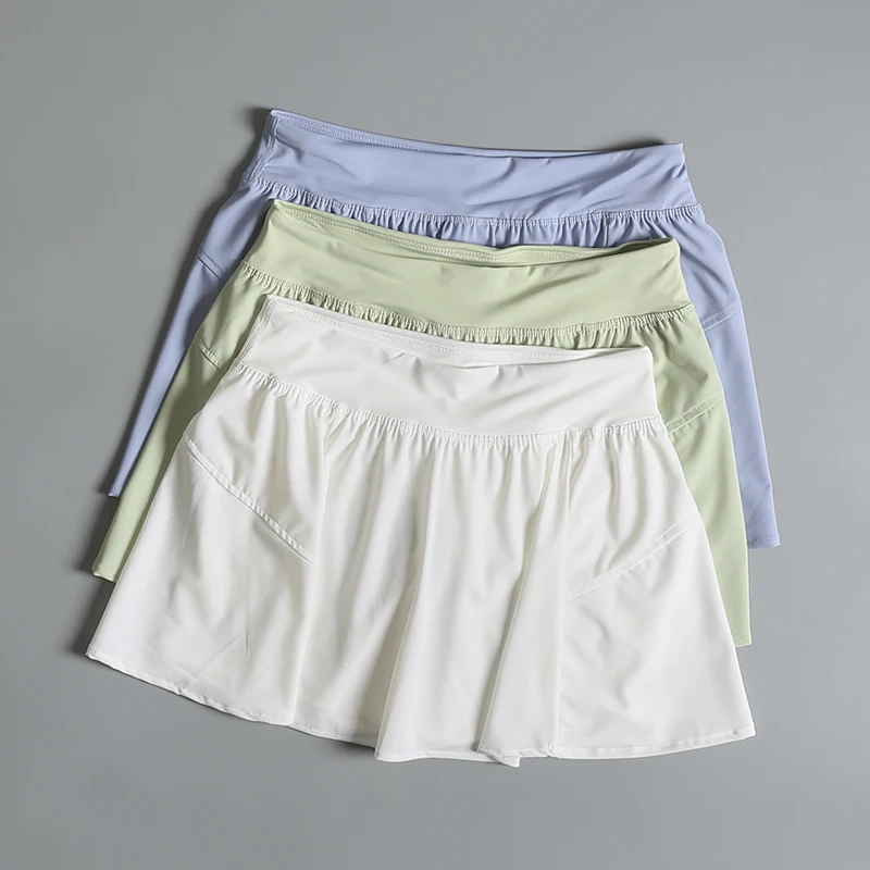 Women's Sporty  Skirt Badminton Tennis Skirt Quick Dry Breathable Running Fitness Half Skirt Summer Anti-Light Walking