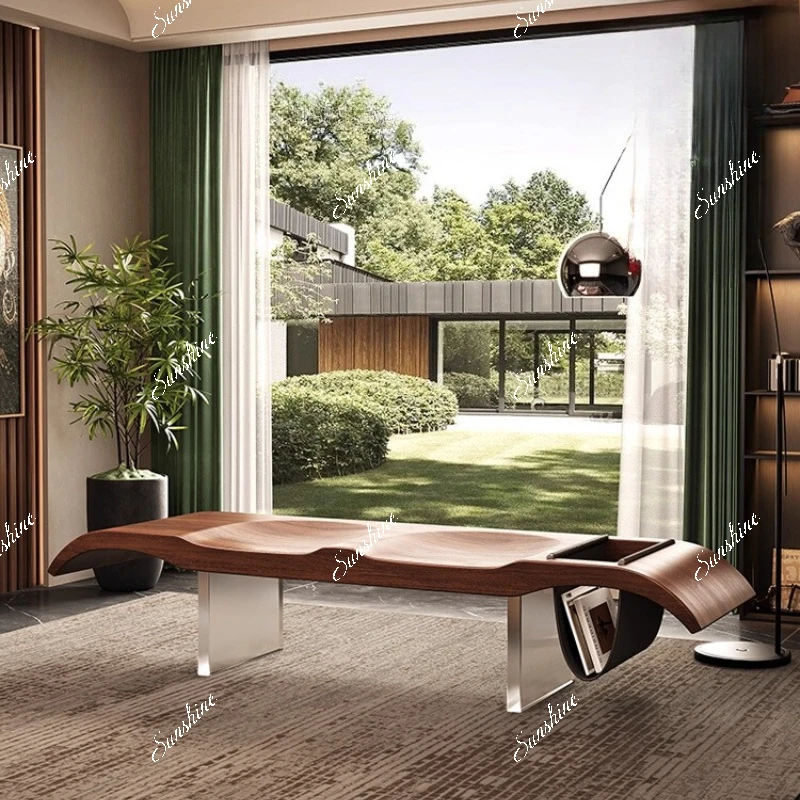 

Medieval solid wood bench retro light luxury high-end sense, sofa living room bedroom